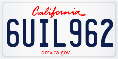 CA license plate 6UIL962