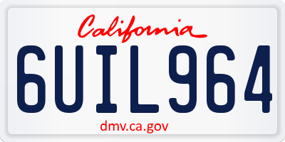 CA license plate 6UIL964