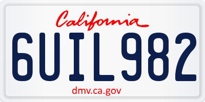 CA license plate 6UIL982