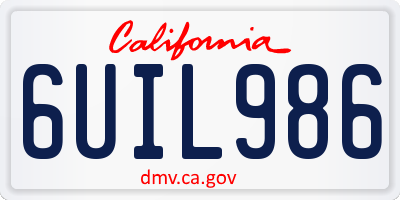 CA license plate 6UIL986