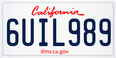 CA license plate 6UIL989