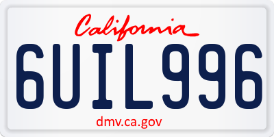 CA license plate 6UIL996