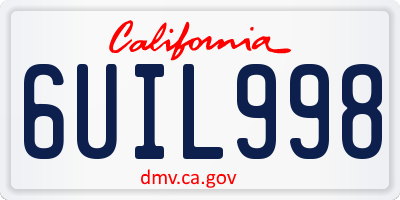 CA license plate 6UIL998