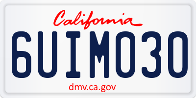 CA license plate 6UIM030
