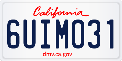 CA license plate 6UIM031