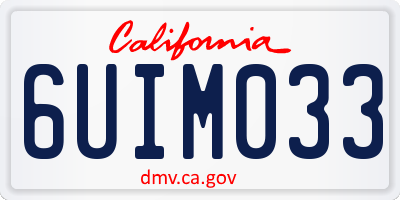 CA license plate 6UIM033