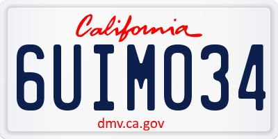 CA license plate 6UIM034