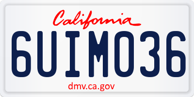 CA license plate 6UIM036