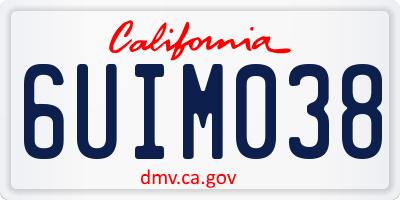 CA license plate 6UIM038