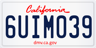 CA license plate 6UIM039