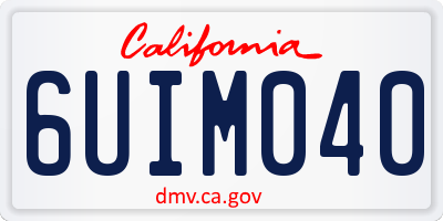 CA license plate 6UIM040