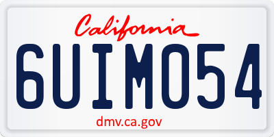 CA license plate 6UIM054