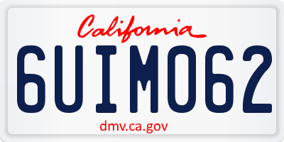 CA license plate 6UIM062