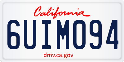 CA license plate 6UIM094