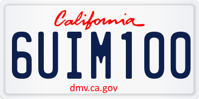 CA license plate 6UIM100