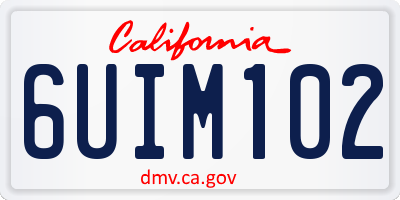 CA license plate 6UIM102