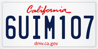 CA license plate 6UIM107