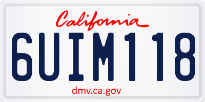 CA license plate 6UIM118