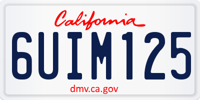 CA license plate 6UIM125