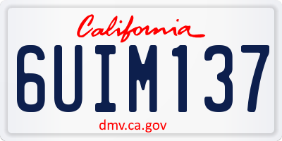 CA license plate 6UIM137