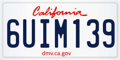 CA license plate 6UIM139