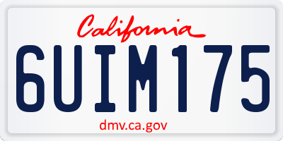CA license plate 6UIM175
