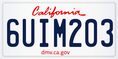 CA license plate 6UIM203