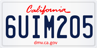 CA license plate 6UIM205