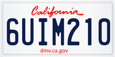 CA license plate 6UIM210