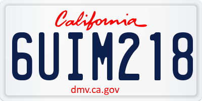 CA license plate 6UIM218
