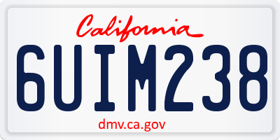 CA license plate 6UIM238