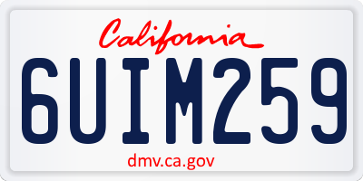 CA license plate 6UIM259