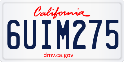 CA license plate 6UIM275
