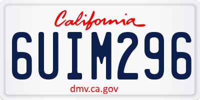 CA license plate 6UIM296