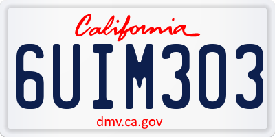 CA license plate 6UIM303