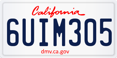 CA license plate 6UIM305