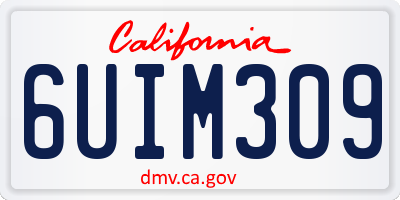 CA license plate 6UIM309