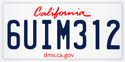 CA license plate 6UIM312