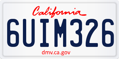 CA license plate 6UIM326