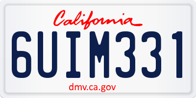 CA license plate 6UIM331