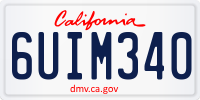 CA license plate 6UIM340