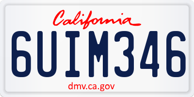 CA license plate 6UIM346