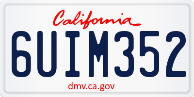 CA license plate 6UIM352