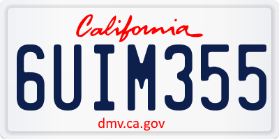 CA license plate 6UIM355