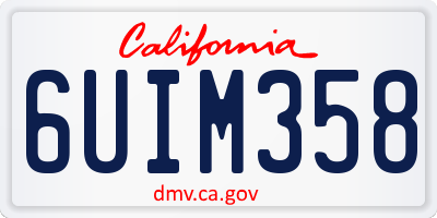 CA license plate 6UIM358