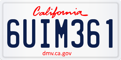 CA license plate 6UIM361