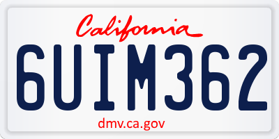 CA license plate 6UIM362