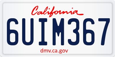CA license plate 6UIM367