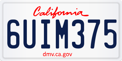 CA license plate 6UIM375