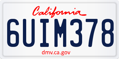 CA license plate 6UIM378